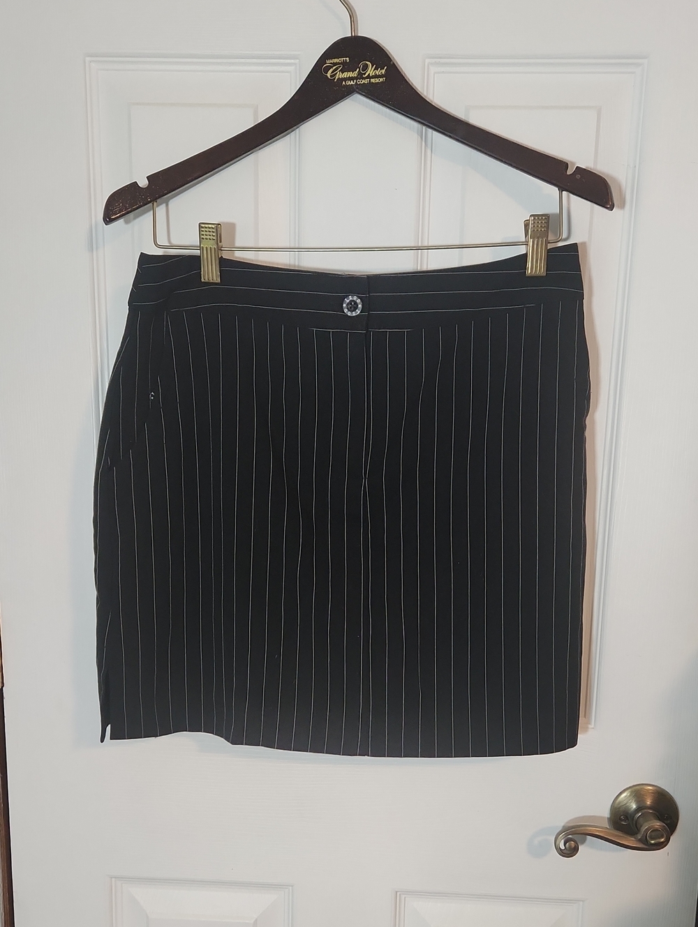 Izod Black Pinstripe Pencil Skirt
